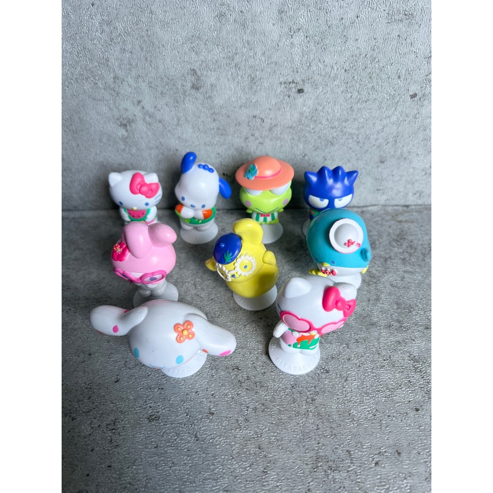 Sanrio Mini Suction Cup Figures Set 9pc Hello Kitty Friends Chibi Snapz Tropical